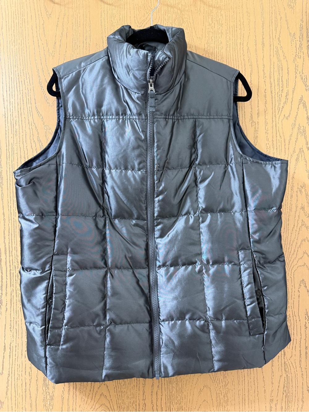 Lands’ End Feather Down Puffy Vest Women’s Size LP Large Petite 14 16 Charcoal